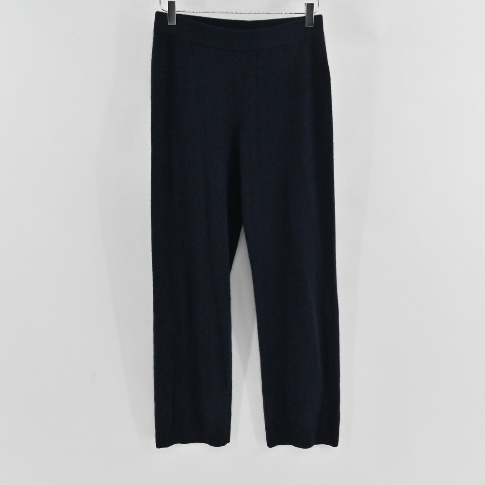LEALLO Cashmere Pants Womens Size S Navy Blue Wide Leg Knit Lounge Luxury Soft